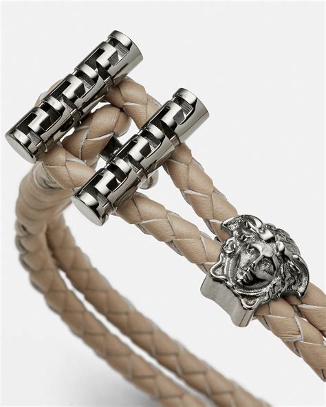 versace bangle bracelet|versace braided leather charm bracelet.